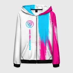 Мужская толстовка на молнии Manchester City neon gradient style по-вертикали