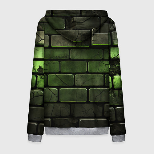 Мужская толстовка на молнии Зеленые неоновые кирпичи / 3D-Меланж – фото 2