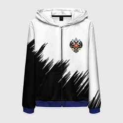 Толстовка 3D на молнии мужская Герб РФ просто краски, цвет: 3D-синий