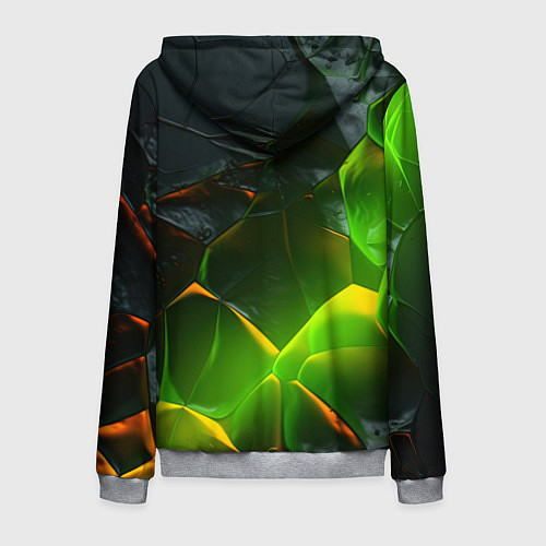 Мужская толстовка на молнии Зеленая абстрактная неоновая текстура / 3D-Меланж – фото 2
