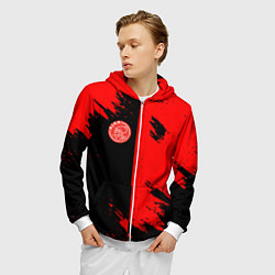 Толстовка 3D на молнии мужская Ajax sport color red, цвет: 3D-белый — фото 2