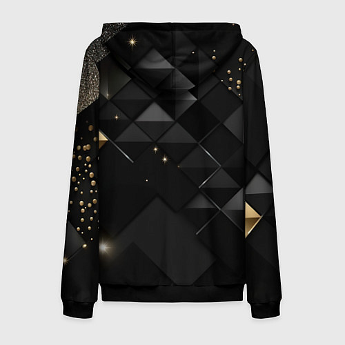 Мужская толстовка на молнии Золотой герб России на черно-золотой текстуре / 3D-Черный – фото 2