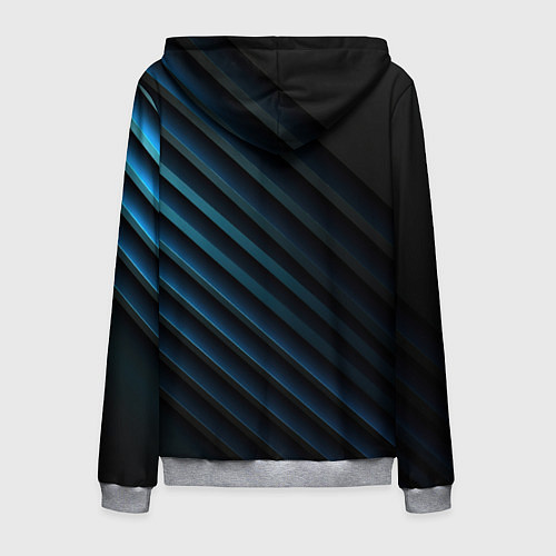 Мужская толстовка на молнии Синяя абстракция и герб России / 3D-Меланж – фото 2