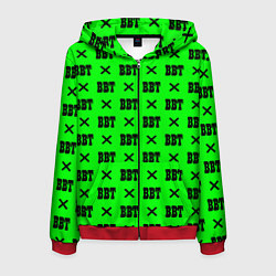 Толстовка 3D на молнии мужская BBT logo green steel, цвет: 3D-красный