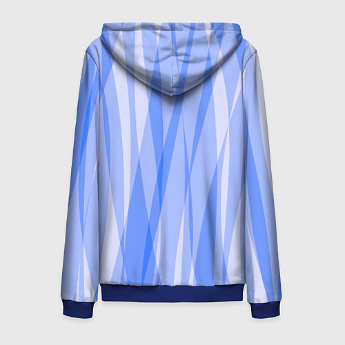 Мужская толстовка на молнии Полосатый сиренево-голубой пламенный / 3D-Синий – фото 2