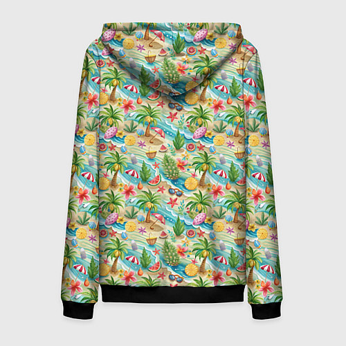 Мужская толстовка на молнии Летнее настроение паттерн / 3D-Черный – фото 2