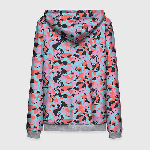 Мужская толстовка на молнии Неоновый пиксельный камуфляжный паттерн / 3D-Меланж – фото 2