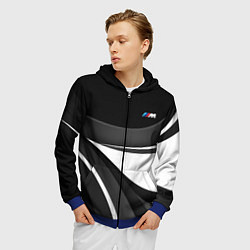 Толстовка 3D на молнии мужская BMW M - монохромный, цвет: 3D-синий — фото 2