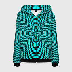 Толстовка 3D на молнии мужская Гипнотический круг чёрно-голубой, цвет: 3D-черный