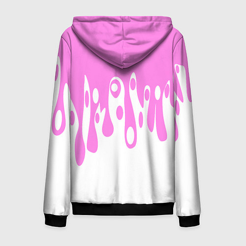 Мужская толстовка на молнии Потеки розовой краски на белом / 3D-Черный – фото 2