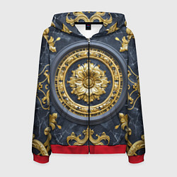 Толстовка 3D на молнии мужская Объемные золотые классические узоры, цвет: 3D-красный
