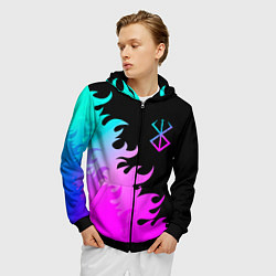 Толстовка 3D на молнии мужская Berserk неоновый огонь, цвет: 3D-черный — фото 2