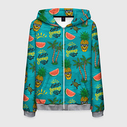 Толстовка 3D на молнии мужская Enjoy summer pattern - pineapple, цвет: 3D-меланж