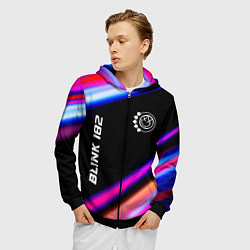 Толстовка 3D на молнии мужская Blink 182 neon rock lights, цвет: 3D-черный — фото 2