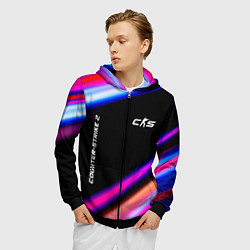 Толстовка 3D на молнии мужская Counter-Strike 2 speed game lights, цвет: 3D-черный — фото 2