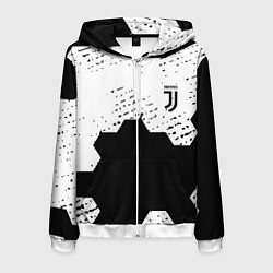 Толстовка 3D на молнии мужская Juventus hexagon black sport, цвет: 3D-белый