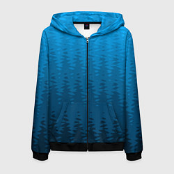 Толстовка 3D на молнии мужская Синий абтрактный градиент, цвет: 3D-черный