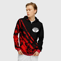 Толстовка 3D на молнии мужская Daewoo sport grunge, цвет: 3D-красный — фото 2
