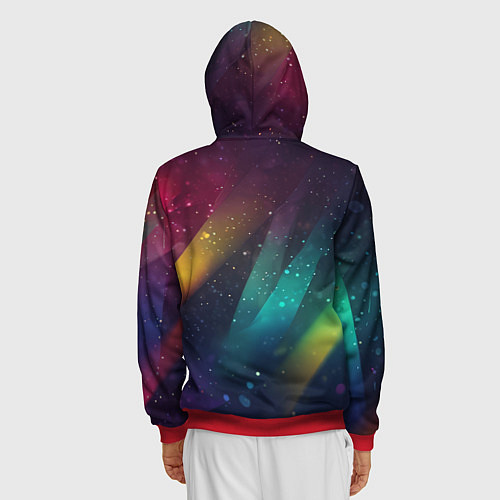 Мужская толстовка на молнии Неоновые цветные полосы / 3D-Красный – фото 4