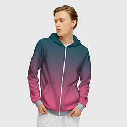 Толстовка 3D на молнии мужская Абстрактный градиент, цвет: 3D-меланж — фото 2