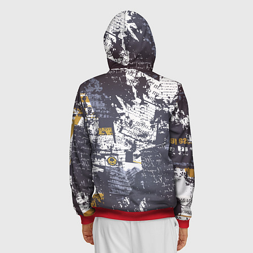 Мужская толстовка на молнии Газетная страничка / 3D-Красный – фото 4