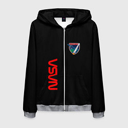 Толстовка 3D на молнии мужская Nasa space logo steel, цвет: 3D-меланж