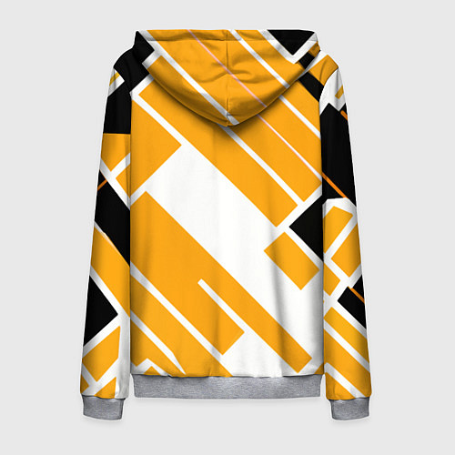 Мужская толстовка на молнии Жёлтые широкие линии на белом фоне / 3D-Меланж – фото 2