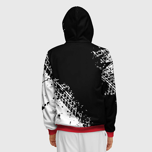 Мужская толстовка на молнии Тойота: следы от шин / 3D-Красный – фото 4