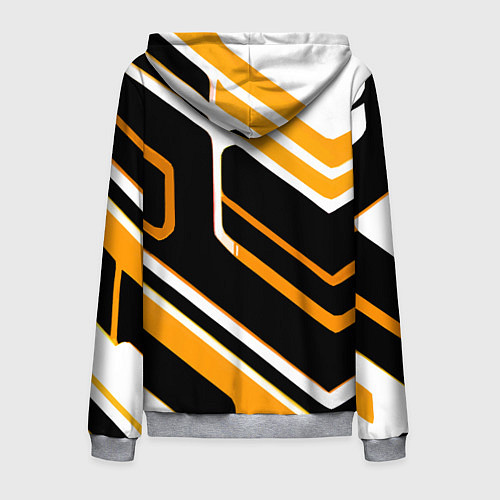Мужская толстовка на молнии Чёрно-жёлтые полосы на белом фоне / 3D-Меланж – фото 2