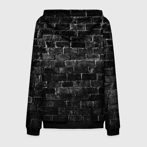 Мужская толстовка на молнии Текстура темного кирпича / 3D-Черный – фото 2