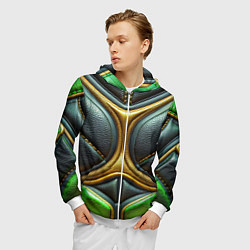 Толстовка 3D на молнии мужская Футуристичная текстура из кожи, цвет: 3D-белый — фото 2