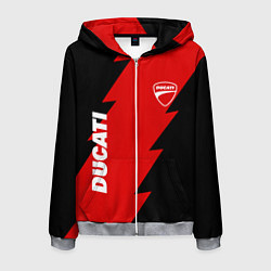 Толстовка 3D на молнии мужская Ducati - logo, цвет: 3D-меланж