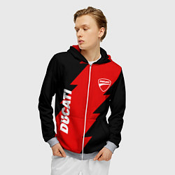 Толстовка 3D на молнии мужская Ducati - logo, цвет: 3D-меланж — фото 2