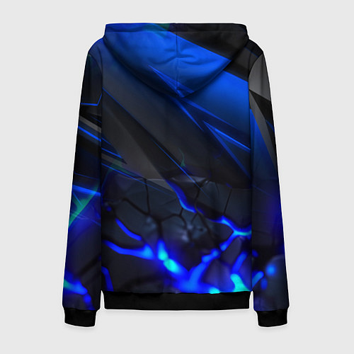 Мужская толстовка на молнии Синяя абстракция с плитами / 3D-Черный – фото 2