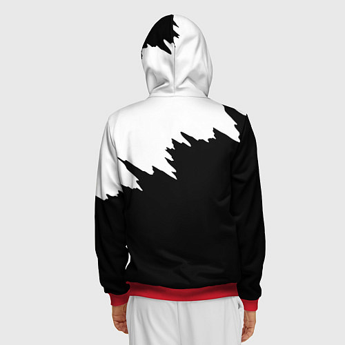 Мужская толстовка на молнии Просто краска черно белая / 3D-Красный – фото 4