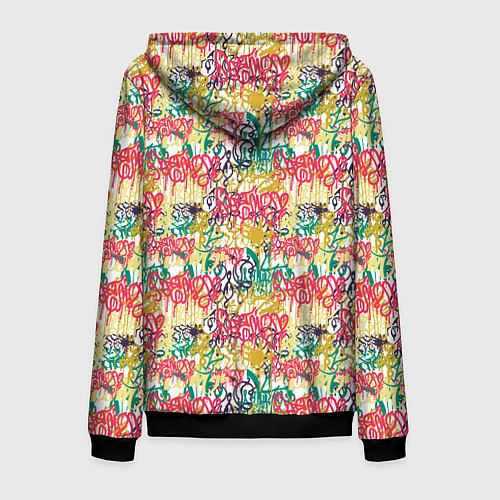 Мужская толстовка на молнии Граффити с подтёками / 3D-Черный – фото 2