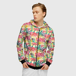 Толстовка 3D на молнии мужская Граффити с подтёками, цвет: 3D-черный — фото 2