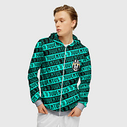 Толстовка 3D на молнии мужская Juventus pattern logo steel, цвет: 3D-меланж — фото 2