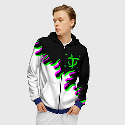 Толстовка 3D на молнии мужская Doom logo fire demon, цвет: 3D-синий — фото 2