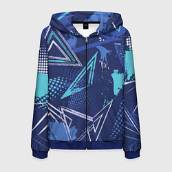 Толстовка 3D на молнии мужская Яркий абстрактный узор для спорта, цвет: 3D-синий