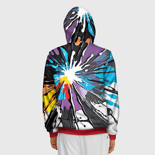 Мужская толстовка на молнии Кляксы краски - абстракция / 3D-Красный – фото 4