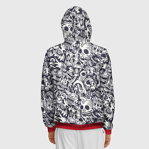 Мужская толстовка на молнии Черепа с волосами / 3D-Красный – фото 4
