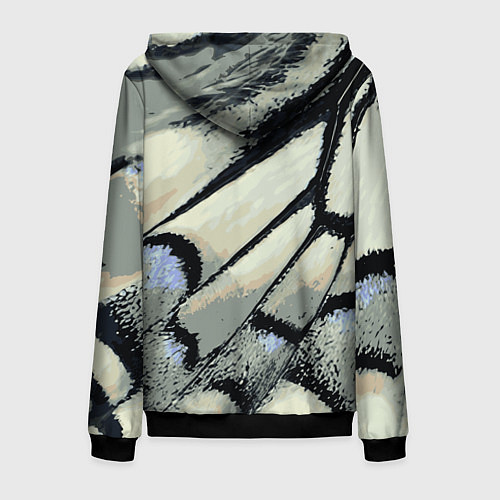 Мужская толстовка на молнии Абстракция - крыло бабочки / 3D-Черный – фото 2