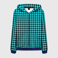 Толстовка 3D на молнии мужская Паттерн клеточка, цвет: 3D-синий