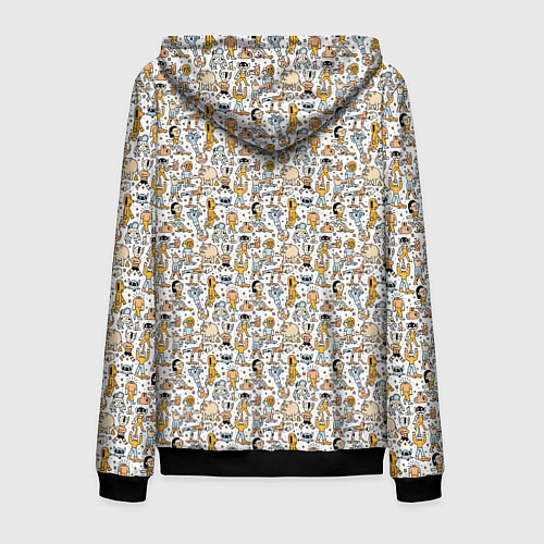 Мужская толстовка на молнии Человечки и монстры / 3D-Черный – фото 2