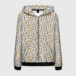 Толстовка 3D на молнии мужская Человечки и монстры, цвет: 3D-черный