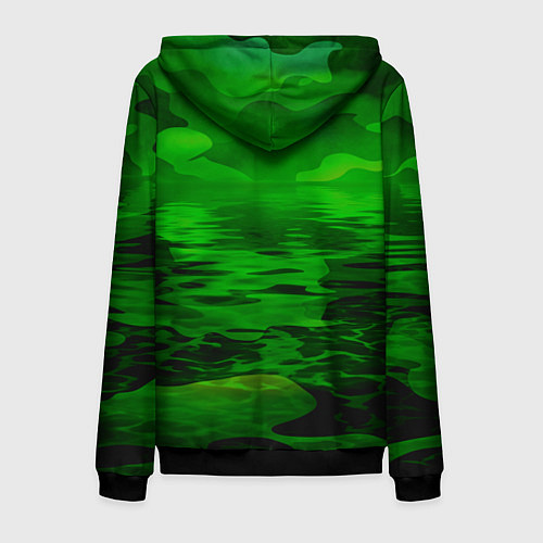 Мужская толстовка на молнии Камуфляж с водой / 3D-Черный – фото 2