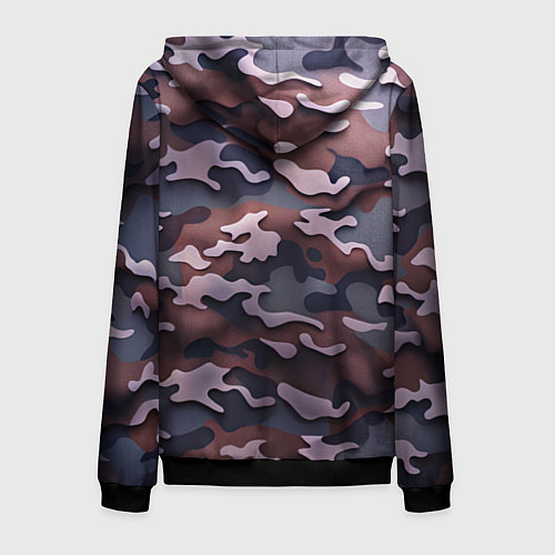 Мужская толстовка на молнии Камуфляж-грязь / 3D-Черный – фото 2