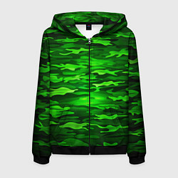 Мужская толстовка на молнии Зелёные водоросли-камуфляж
