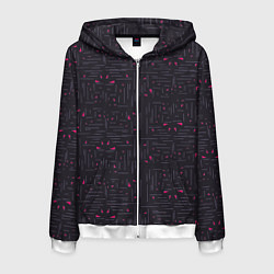 Мужская толстовка на молнии Розовые треугольники на темном